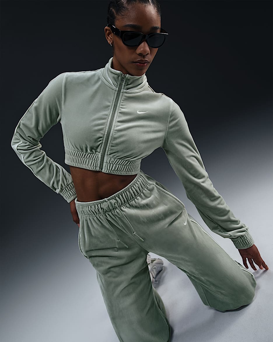 Nike Sportswear Collection Women s Cropped Velour Full Zip Top